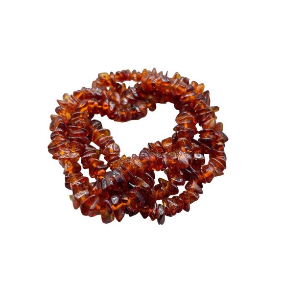 Beaded Amber Necklace Nuggets Beads Long Single Strand Genuine Vintage Amber - Picture 1 of 7